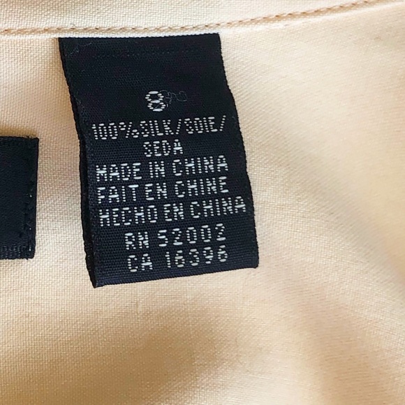 Butter Yellow SILK! Liz Claiborne Long Sleeve Blouse Size 8 - Picture 12 of 16